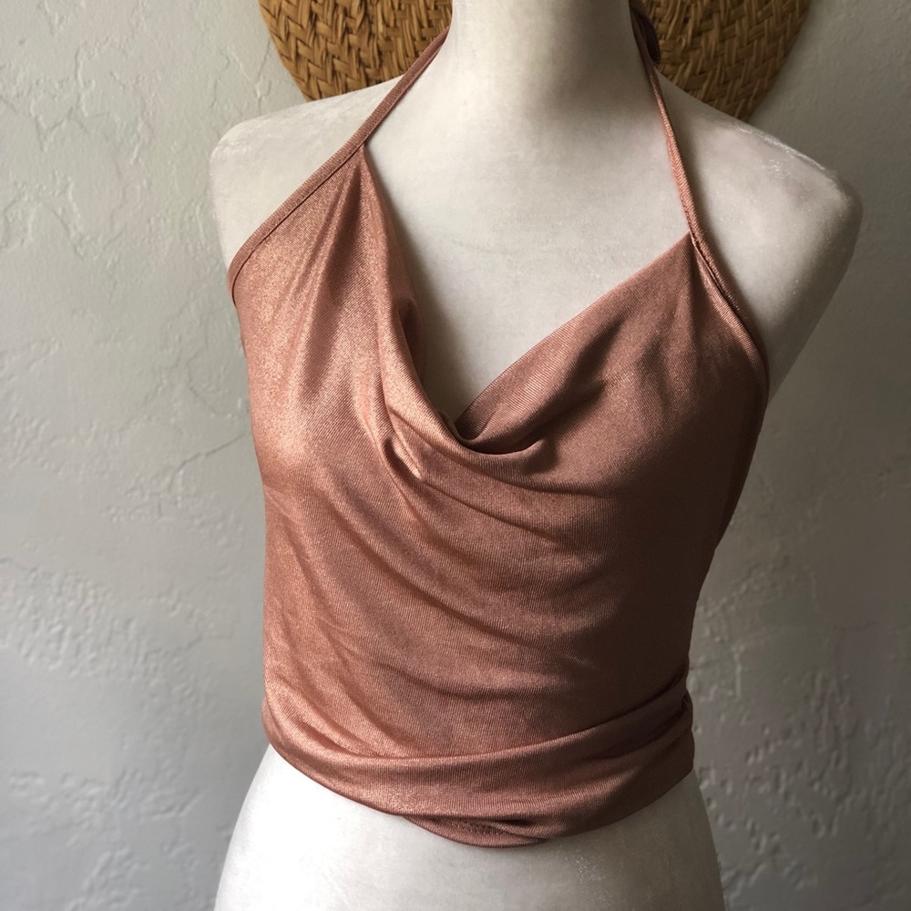 Sparkle rose gold halter top